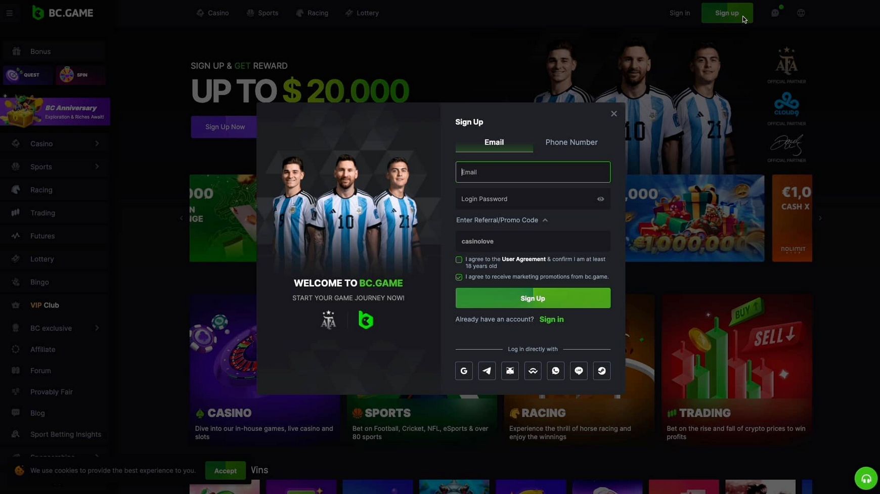 How to set up BC.Game application